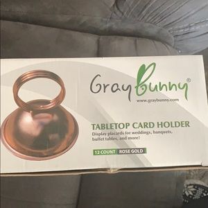 Gray bunny rose gold table card holder